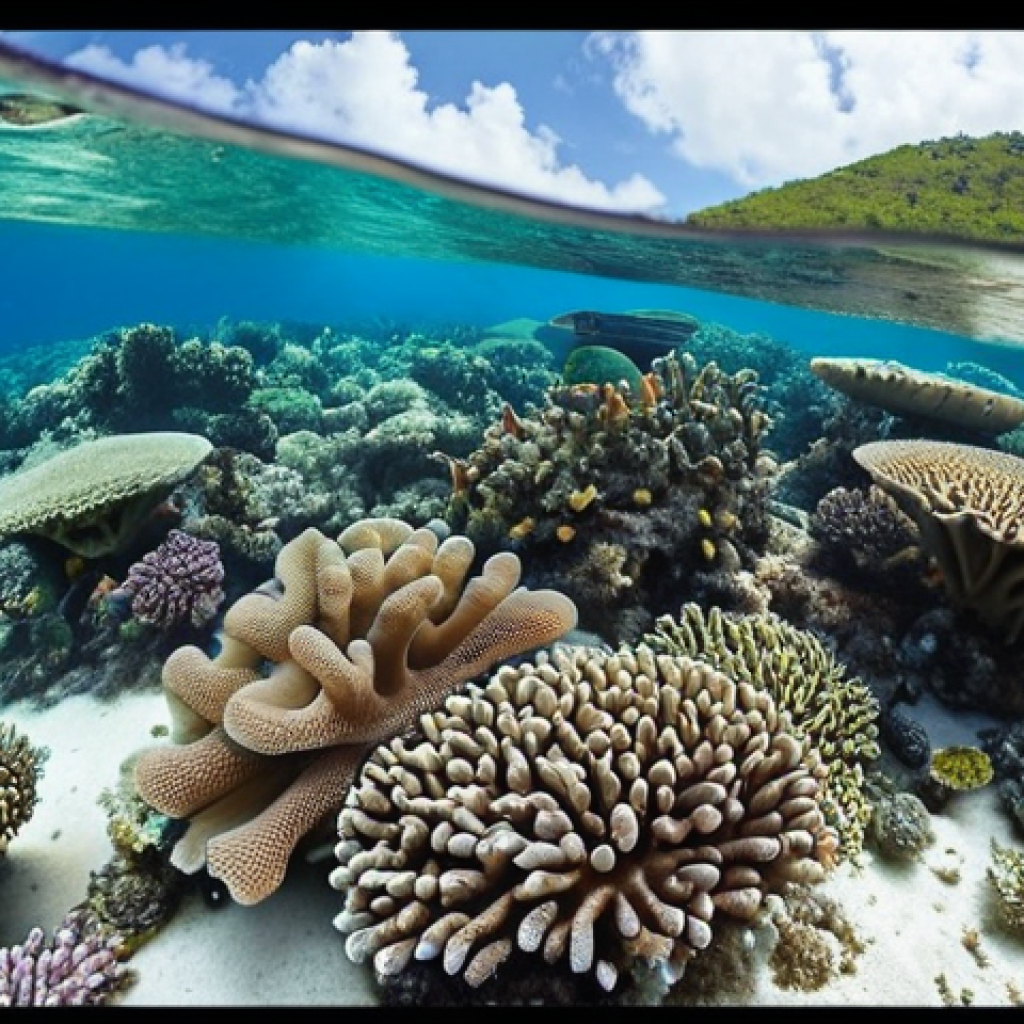 **Coral Reef Conservation:** "Vibrant coral reef restoration project in Haiti, showcasing diverse marine life and local community involvement. Clear water, healthy corals, happy people."