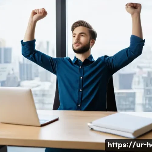 Home 24 아이티에서 건강한 생활을 위한 팁과 조언 - **Prompt:** "A young professional, appearing gender-neutral, seated comfortably at a modern, ergonom...