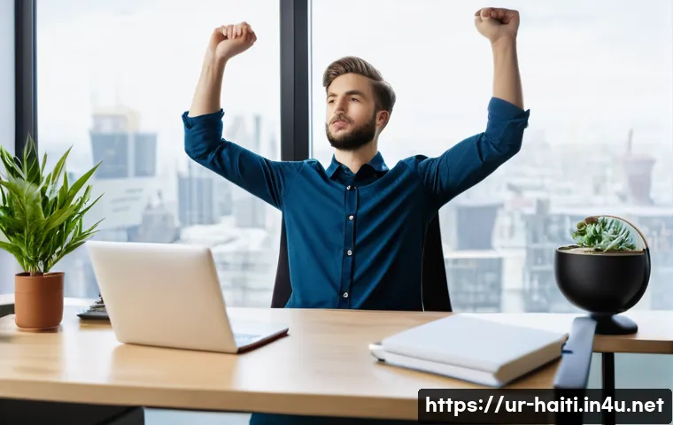 아이티에서 건강한 생활을 위한 팁과 조언 - **Prompt:** "A young professional, appearing gender-neutral, seated comfortably at a modern, ergonom...